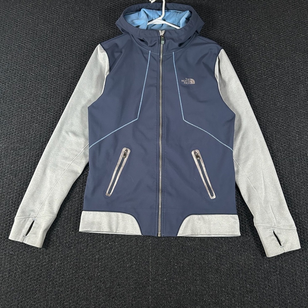 The North Face Mens S Hooded Full Zip Jacket Navy Gray Athleisure Outdoor